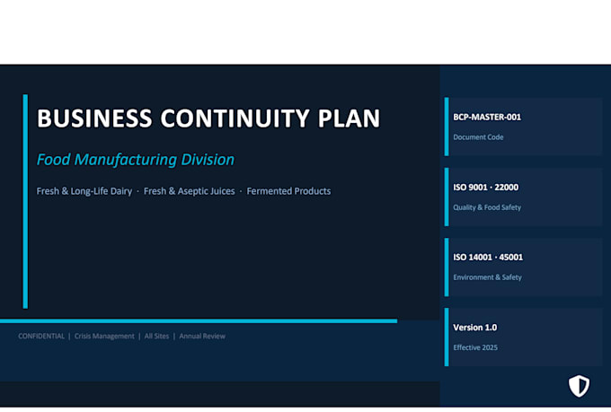 develop iso 9001 qms documents for food manufacturing comp